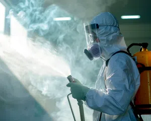 Pest control treatment equipment used during a professional service